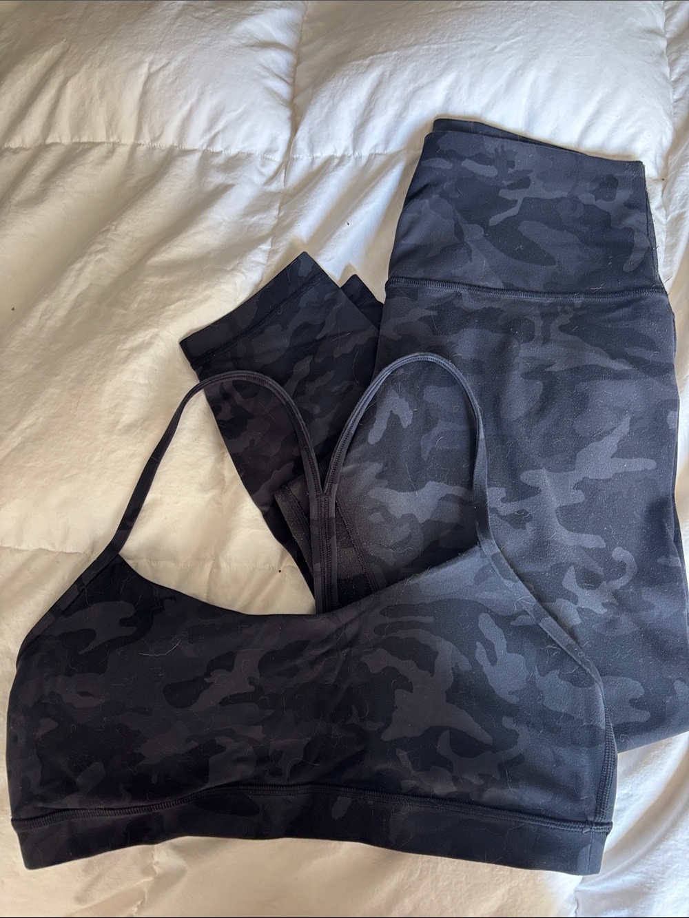 lululemon athletica Black Camo Sports Bra and Leggings Set